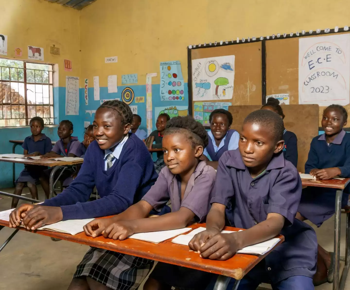 Students at their desks, at Bole Primary School, Zambia