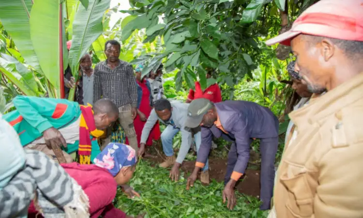 A group of farmers in Ethiopia taking part in a learning session