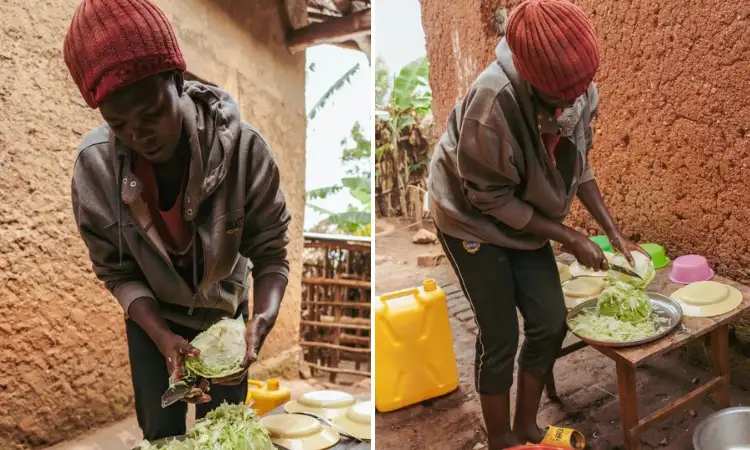 Woman preparing vegetables from her garden