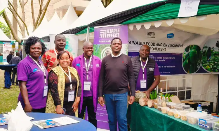 Ripple Effect Staff and Peer Farmer Trainers at an exhibition stand during the National Agroecology Symposium.