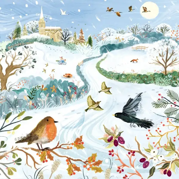 Winter landscape christmas card