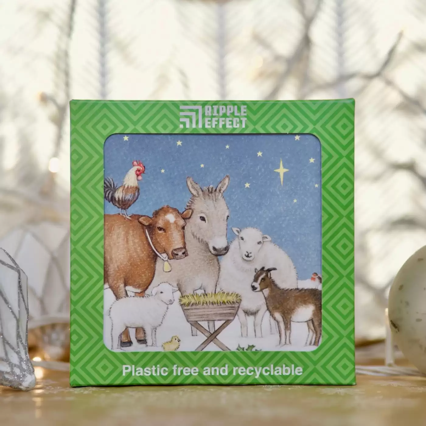 sustainable nativity scene christmas card
