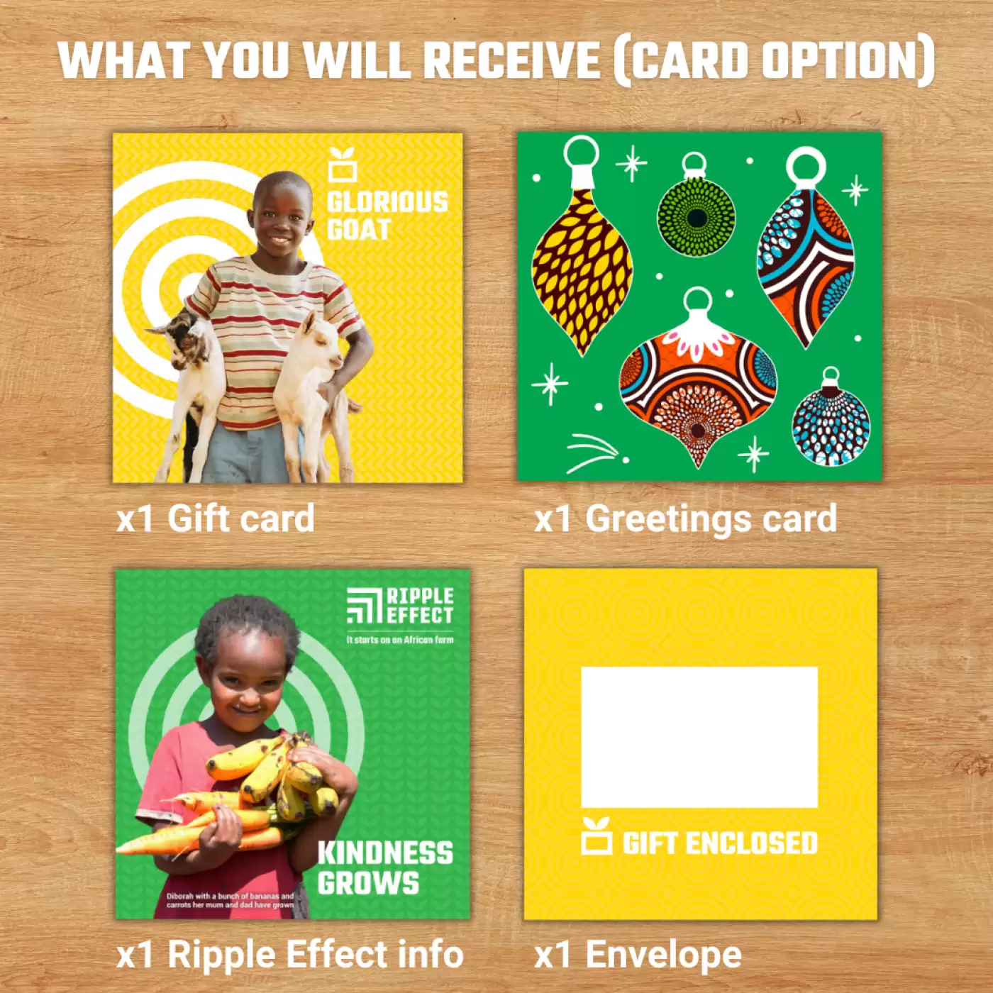 Flat lay of the Glorious Goat charity gift pack