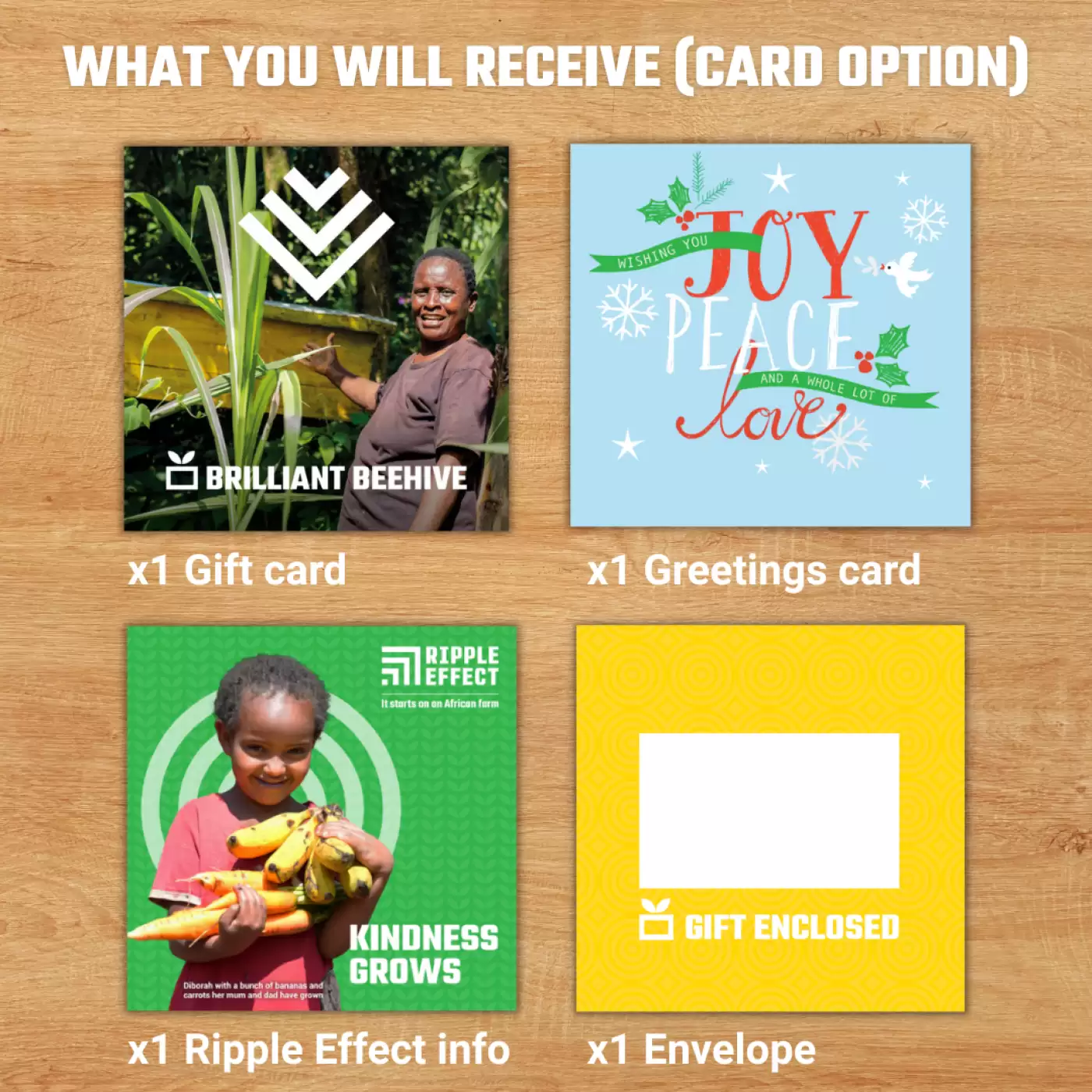 Flat lay of the Brilliant Beehive charity gift pack