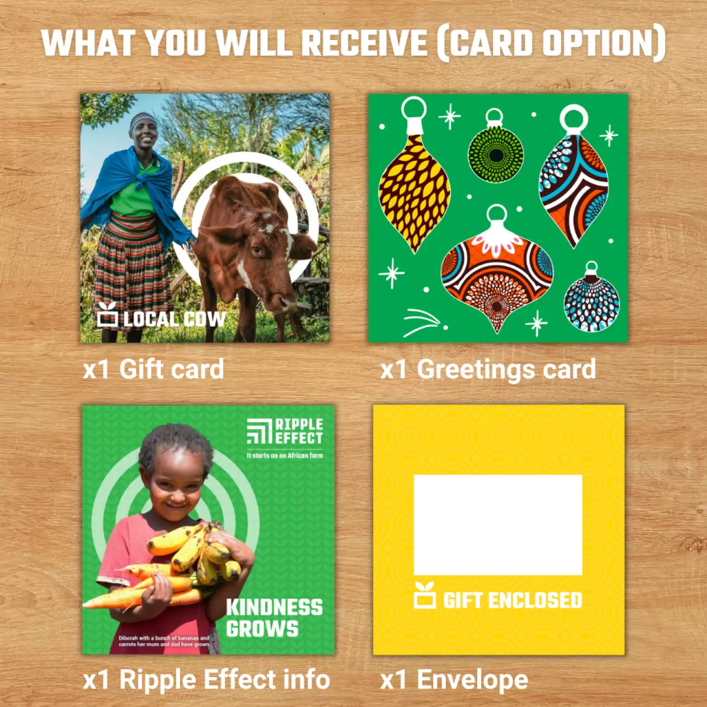 Flat lay of the local cow charity gift pack