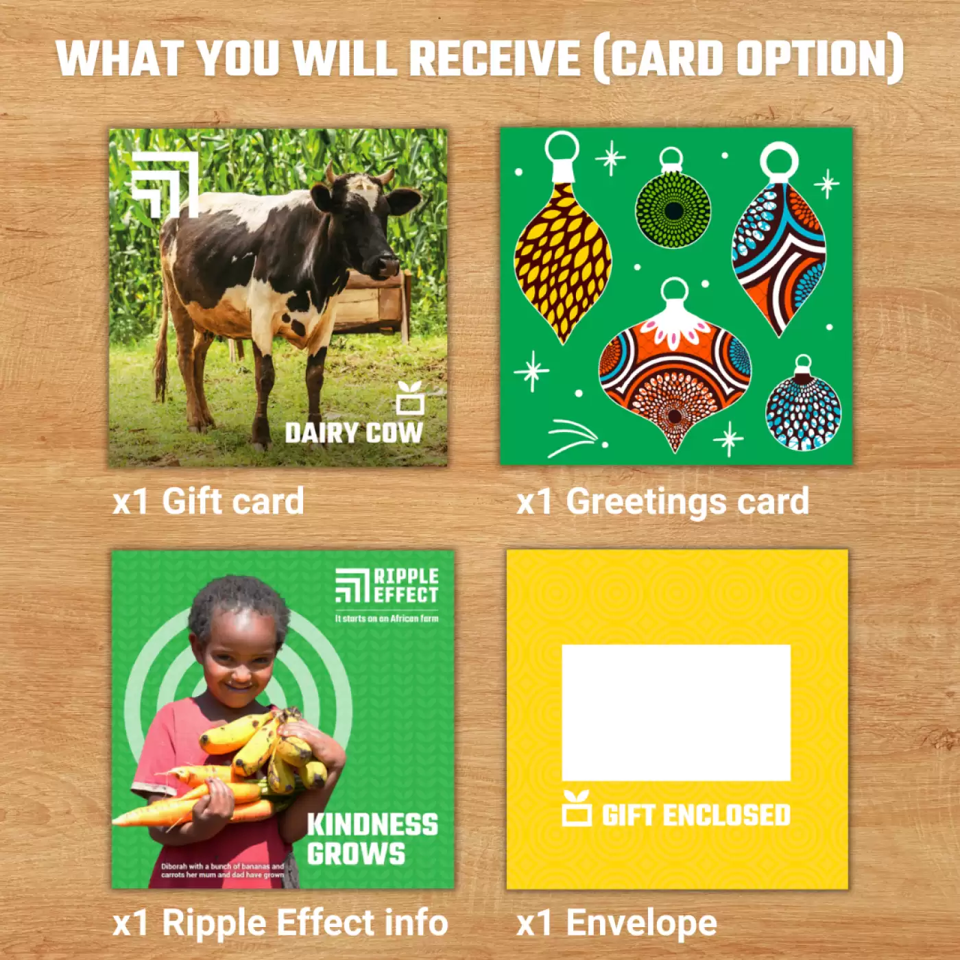 Flat lay of the dairy cow gift pack