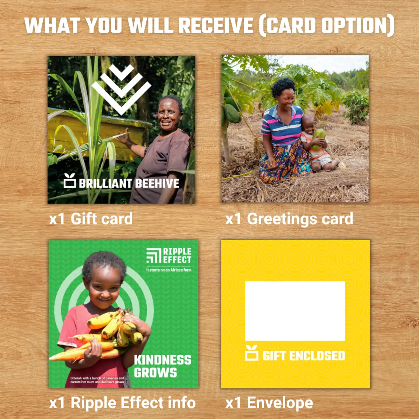 Flat lay of the Brilliant Beehive charity gift pack
