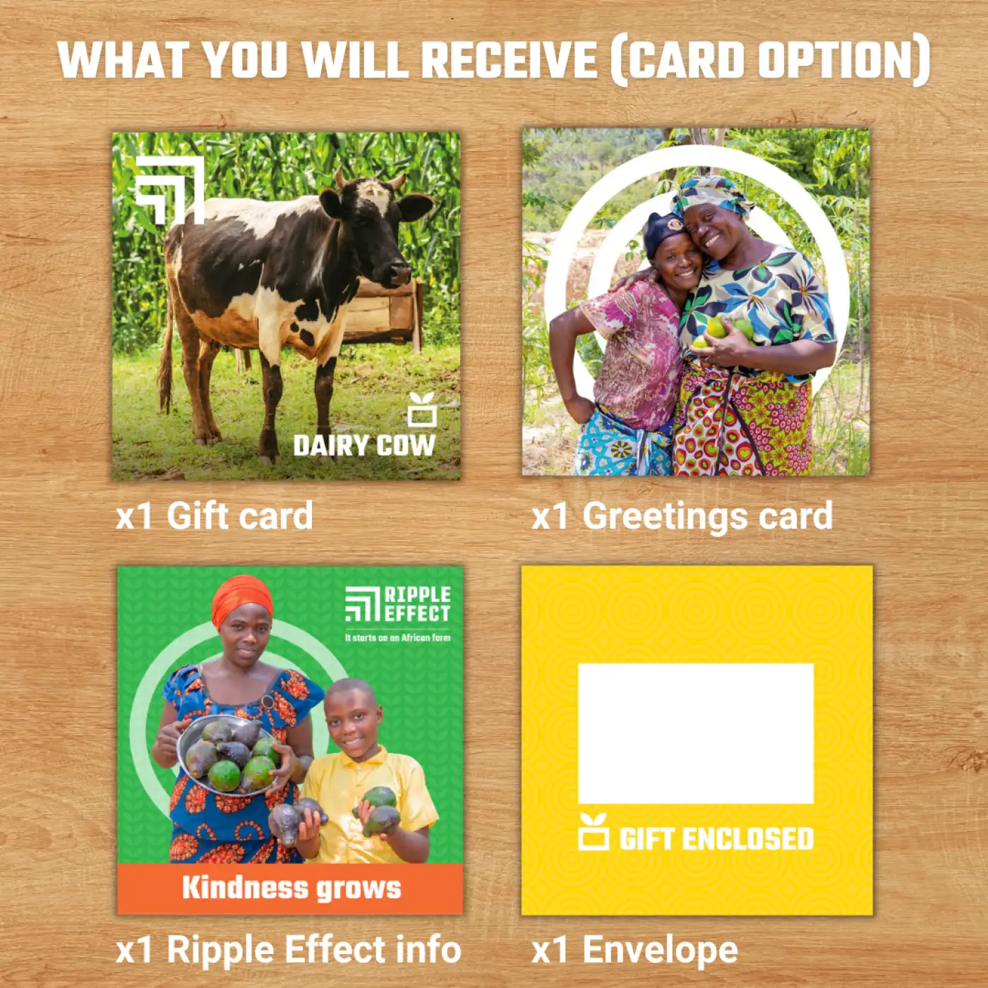 Flat lay of the dairy cow gift pack