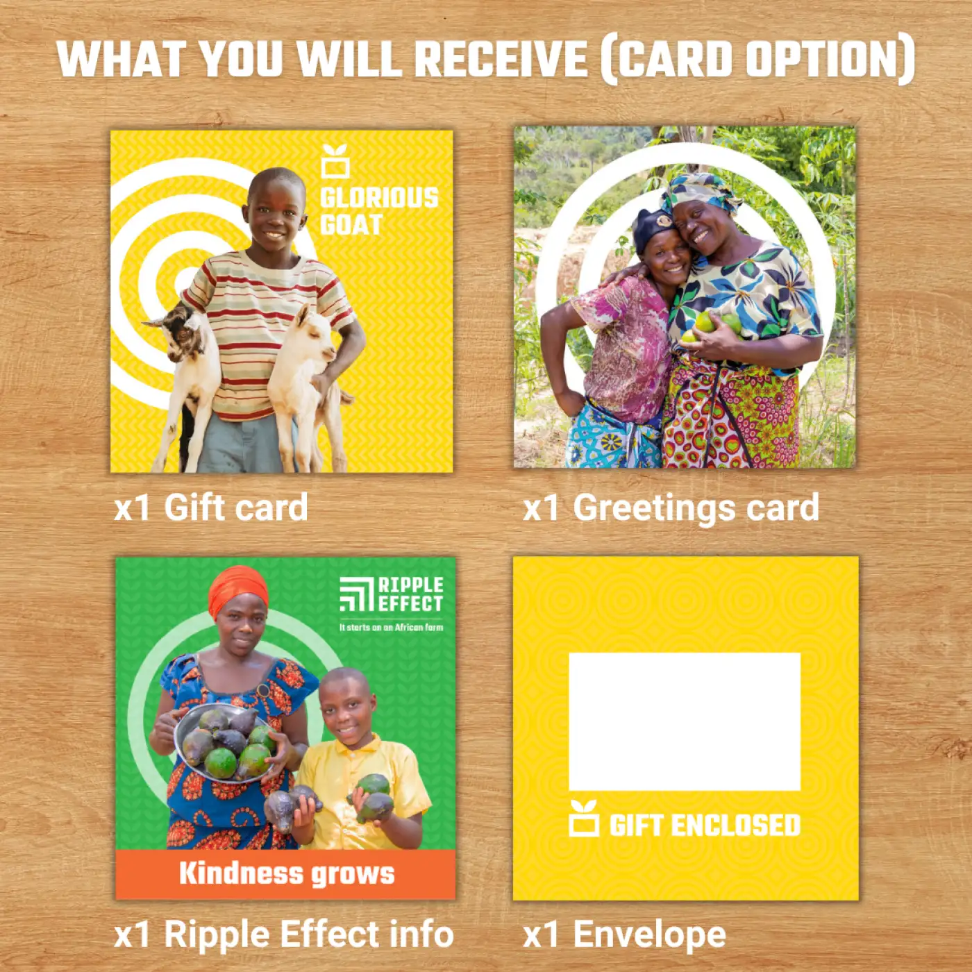 Flat lay of the Glorious Goat charity gift pack