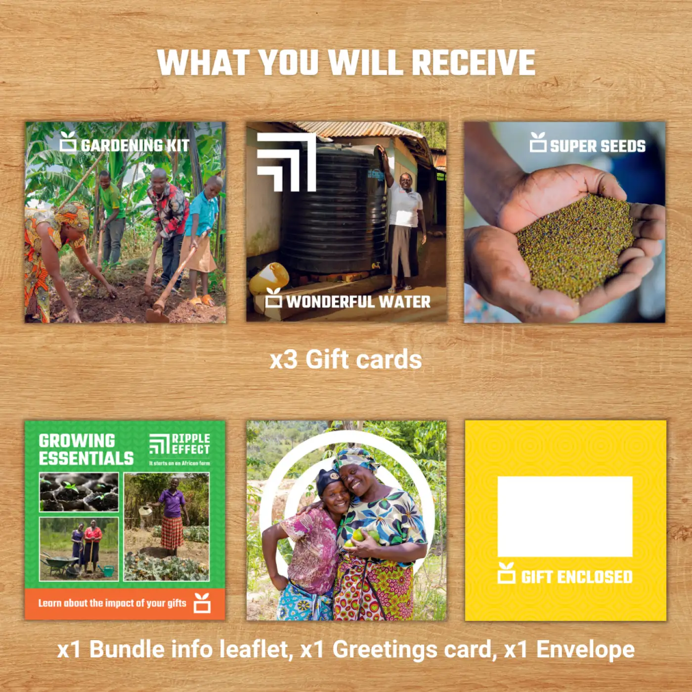 Flat lay of Growing Essentials bundle gift pack