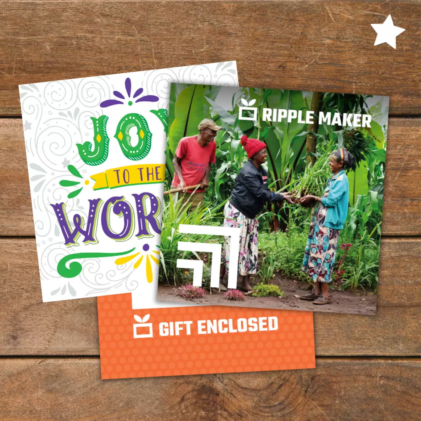 Flat lay of a Ripple Effect charity gift pack