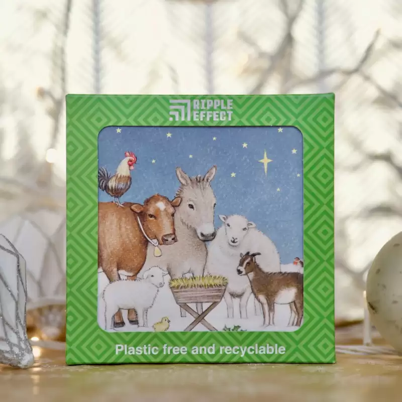 sustainable nativity scene christmas card