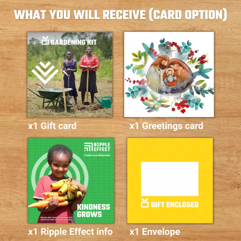 Flat lay of the Gardening Kit charity gift pack