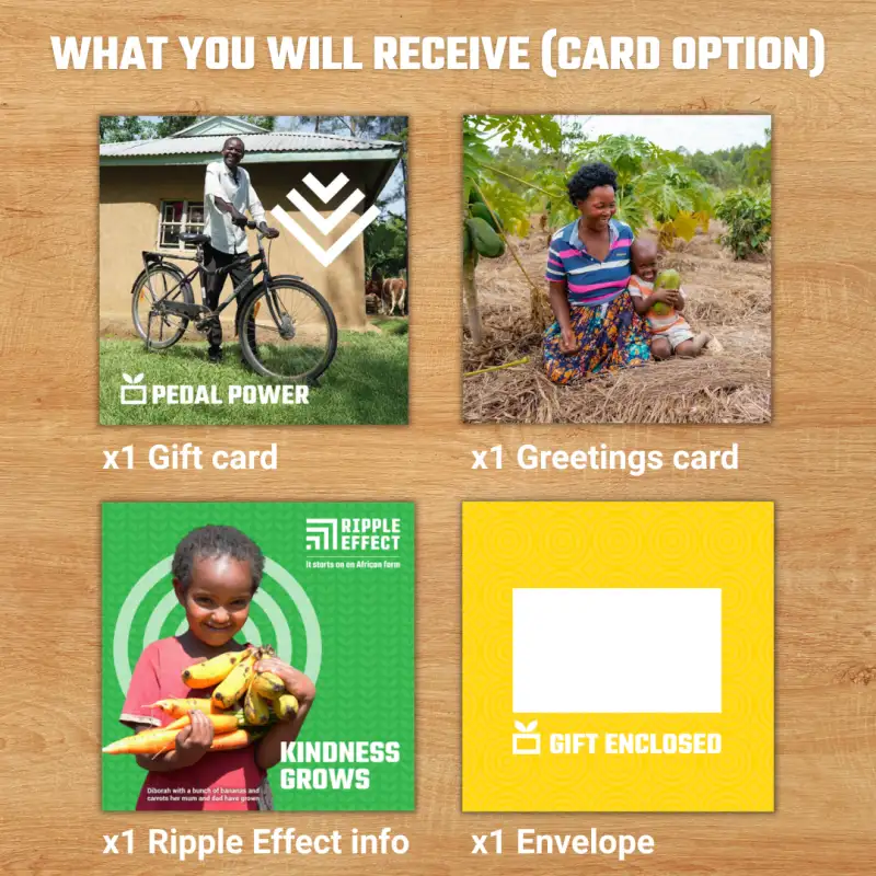 Flat lay of the pedal power charity gift pack