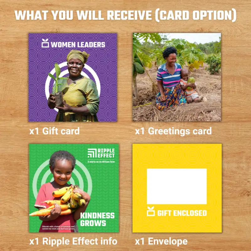 Flat lay of a Ripple Effect charity gift pack