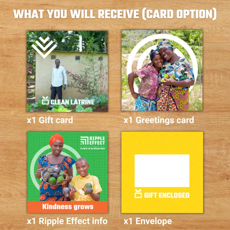 Flat lay of the Clean Latrine charity gift