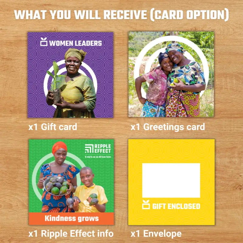 Flat lay of a Ripple Effect charity gift pack