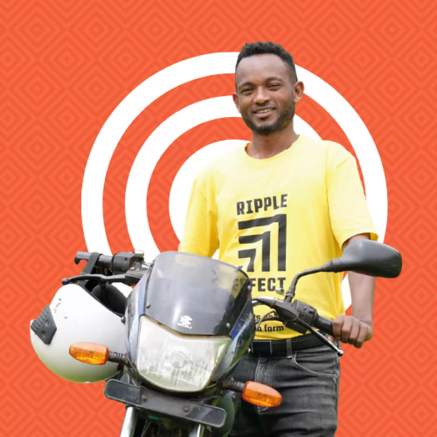 Ripple Effect staff member on a motorbike
