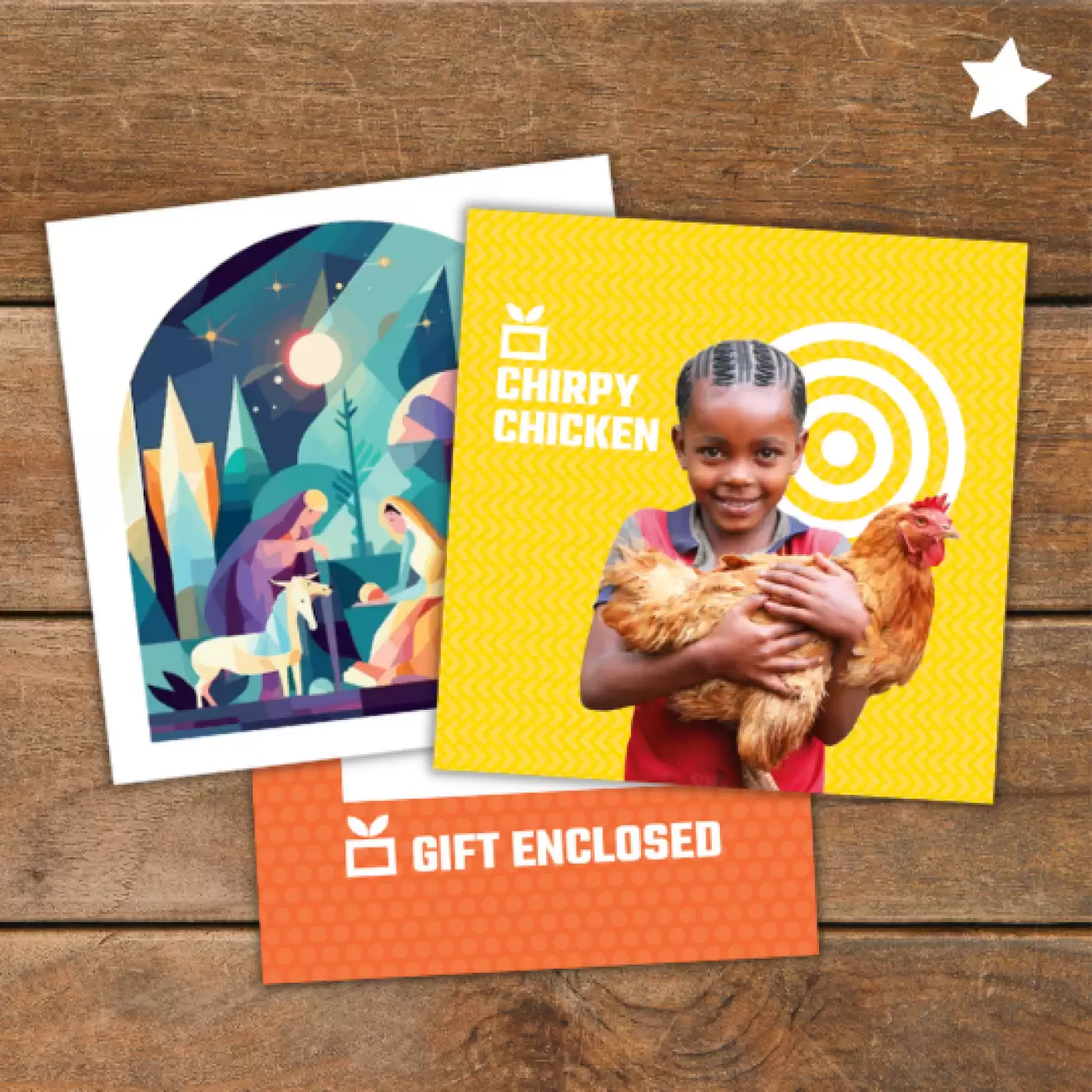 Flat lay of Chirpy Chicken gift pack