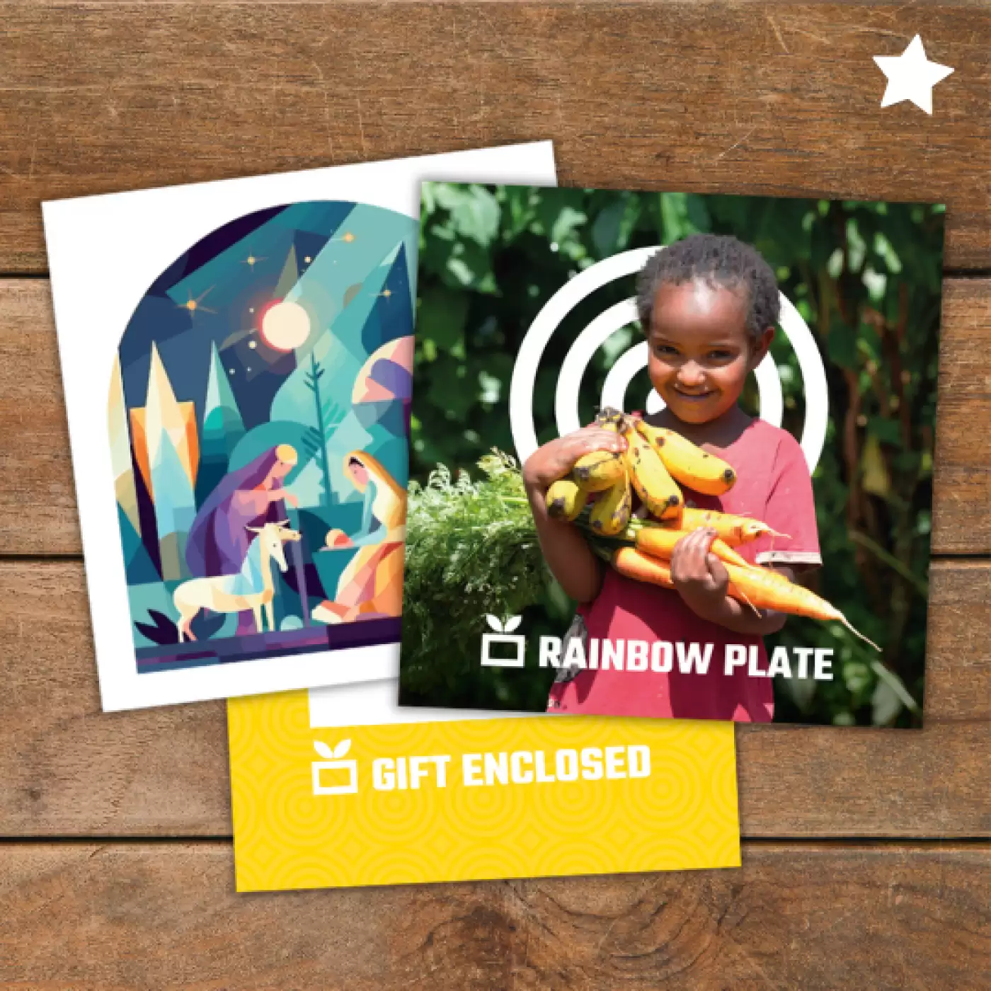 Flat lay of the Rainbow Plate gift pack